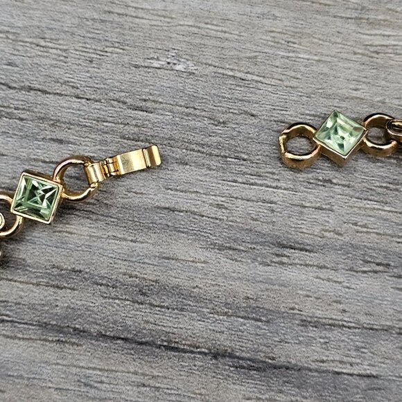 Vintage Gold Tone Floral Citrine Prasiolite Retro Link Necklace - Picture 5 of 7